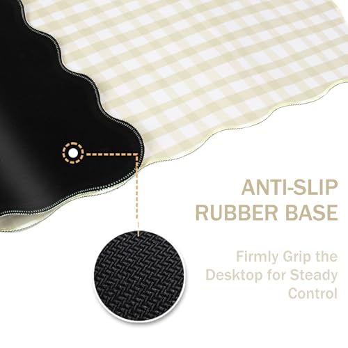 L-SPOUTTO Beige Striped Mouse Pad,Scalloped Desk Mat XXL Large Geometric Gaming Mousepad,35.4x15.7in Non-Slip Rubber Base Keyboard Pad Waterproof Desktop Mat for Laptop Computer Game Home Office - color: Beige Striped