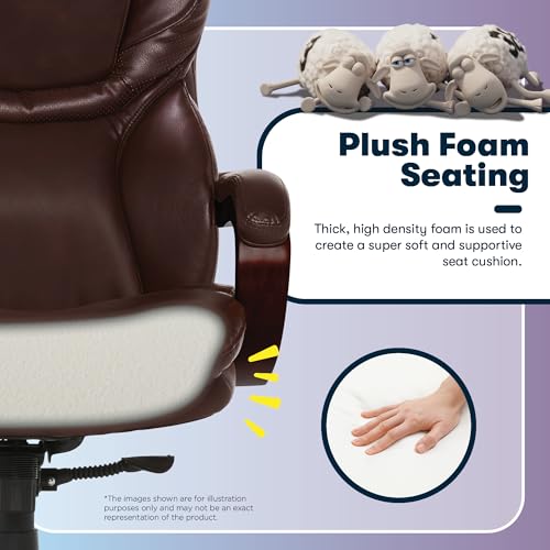 Serta Big & Tall Executive Office Chair with Lumbar Support, Leather Chair | Conway, Ergonomic 350lb Capacity Computer Chair, High Back Home Desk Gaming Chair, Adjustable Height & Tilt, Chestnut Brown - color: Chestnut Brown