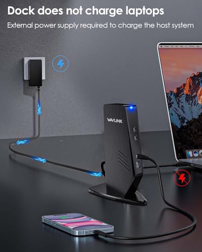 WAVLINK Universal Laptop Docking Station - Dual Monitor Support for Windows and Mac, 5K/Dual 4K@60Hz (2 HDMI, 2 DP, 3 USB, 2 USB-C, Ethernet, Audio&Mic) - style: 2 DP+2 HDMI