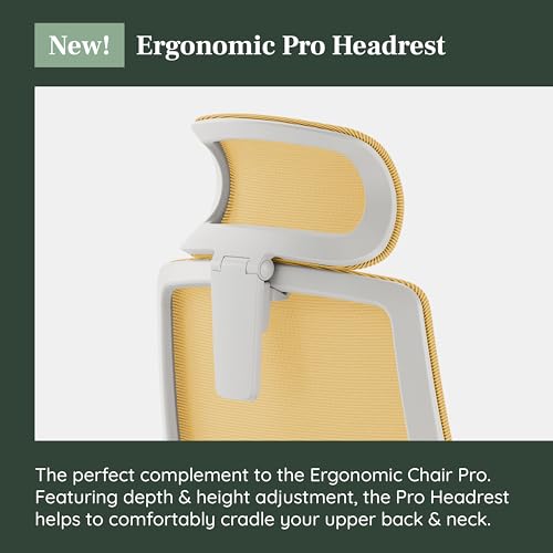 Branch Adjustable Ergonomic PRO Headrest Attachment | Only Compatible with The Ergonomic Chair PRO, Experience Optimal Comfort and Support, Spark - color: Spark (Yellow)