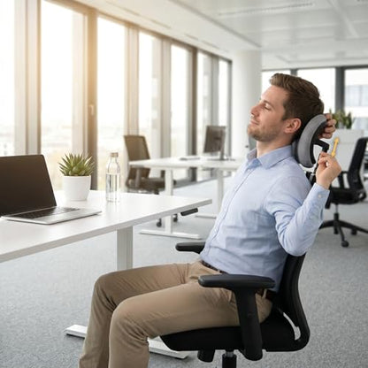 Office Chair Headrest Attachment, Ergonomic Mesh Office Chair Headrest No-Drill Easy Install Adjustable Height & Angle, M with - color: M