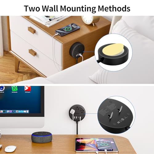 NTONPOWER 2 Prong Power Strip, 1875W 2 Prong to 3 Prong Outlet Adapter, 2 Prong Extension Cord 5 ft, Rotating Plug, Wall Mount, 3 Outlet 2 USB A+2 USB C, Two Power Strip for Travel, Older House, Dorm - size: 5 ft