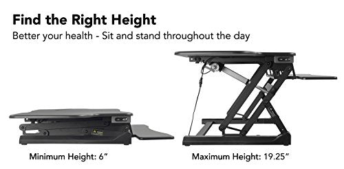 Mount-It! 48.5" Electric Standing Desk Converter for Dual Monitors, Motorized Sit Stand Electric Desk Riser with USB Port & Device Slot, Keyboard Tray, Adjustable Height Ergonomic Workstation, Black