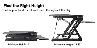 Mount-It! 48.5" Electric Standing Desk Converter for Dual Monitors, Motorized Sit Stand Electric Desk Riser with USB Port & Device Slot, Keyboard Tray, Adjustable Height Ergonomic Workstation, Black
