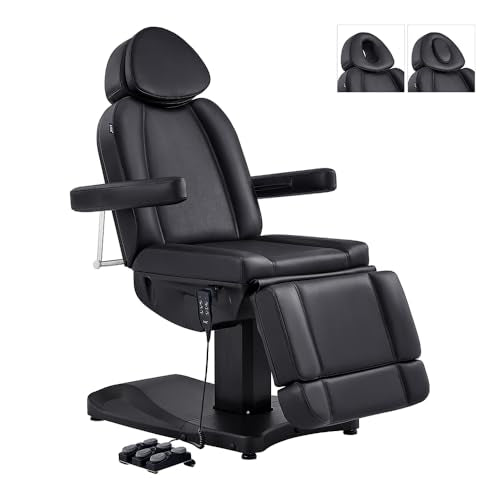 Dir Full Electrical Medical Aesthetic Chair Facial Beauty Bed Podiatry Doctors Office Chair with 3 Motors Ink - color: Black-2pack