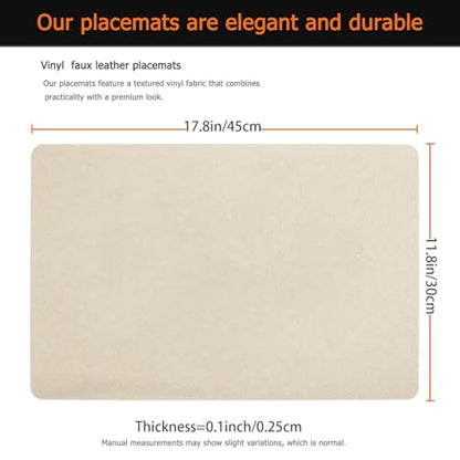 Beige Plastic Vinyl Placemats Set of 12, Waterproof Heat Resistant Table Mats,Faux Leather Wipeable Washable Easy Clean Non-Slip Place Mats for Indoor Outdoor(12,Beige) - color: Beige