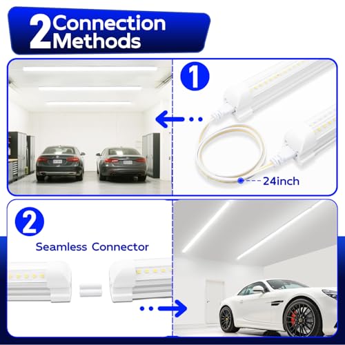 hykolity T8 LED Shop Lights 4FT, 6500K Super Bright White, 40W, 5200LM | V Shape Integrated LED Tube Light, High Output Linkable Shop Lights for Garage Workshop, Built-In On/Off Switch, 4 Pack - size: 4FT