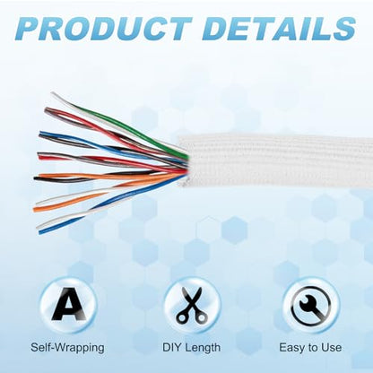 MECCANIXITY Split Sleeve Wire Loom 1/8" 5Ft White Self Wrapping Braided Sleeve UL94-V2 Fireproof PET Sleeving for Automotive, Home Cable Management - color: White, size: 1/8" x 5Ft