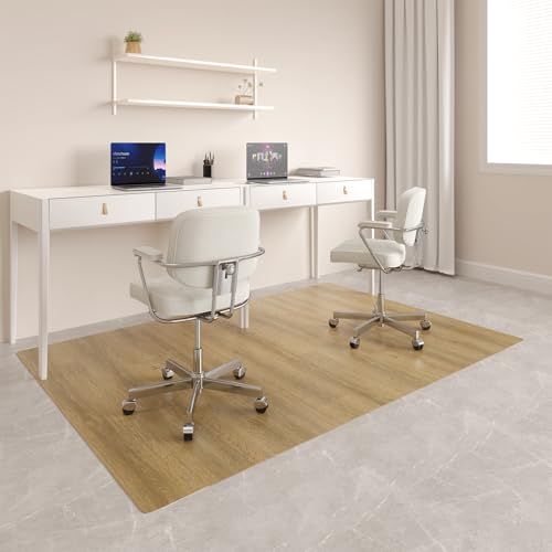 Wrinkle-Free 50"x 72" Office Chair Mat for Hardwood, Easy Glide Computer Chair Mat for Hardwood, PVC Chairs Floor Protector, Sturdy Desk Chairs Mats,Premium Floor Pad for Office, Floors Protector Mats - color: Oak Brown, size: 50" x 72" for Hard-Floor(1.6