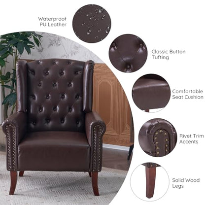 MOJAY PU Leather Accent Chair, Mid-Century Living Room Sofa Chair, Upholstered Arm Chair with Sturdy Wooden Legs, Faux Leather Club Chair for Bedroom Study Home Office Reception (Caramel) - color: Caramel, size: Set of 1
