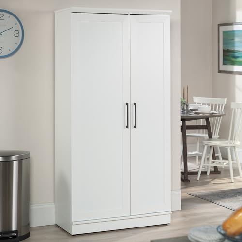 Sauder HomePlus Kitchen Storage Pantry Cabinet with Swing Door Storage and Adjustable Shelves, in Soft White finish - color: Soft White