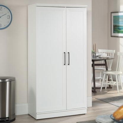 Sauder HomePlus Kitchen Storage Pantry Cabinet with Swing Door Storage and Adjustable Shelves, in Soft White finish - color: Soft White