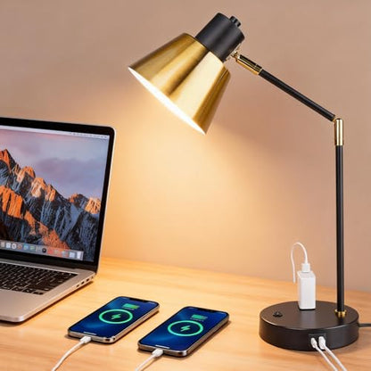 Modern Desk Lamp with USB & AC Outlet,270° Swivel (Bulb Not Included) - style: Modern 2