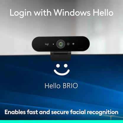 Logitech Brio 4K Webcam,VideoCalling,Noise-Cancelling mic,HD Auto Light Correction,Wide Field of View,Works with Microsoft Teams,Zoom,Google Voice,Google Meet,PC/Mac/Laptop/MacBook/Tablet (Pack of 4) - size: (Pack of 4)