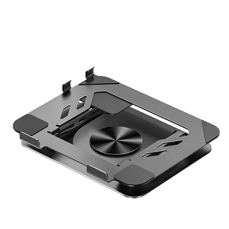 Laptop Stand with Phone Stand | 360° Rotating, Adjustable Height & Tilt Angle, Foldable Dual-Bar Support, Cooling Design, Desk Pad Laptop Riser - color: 2 in 1 Laptop Stand