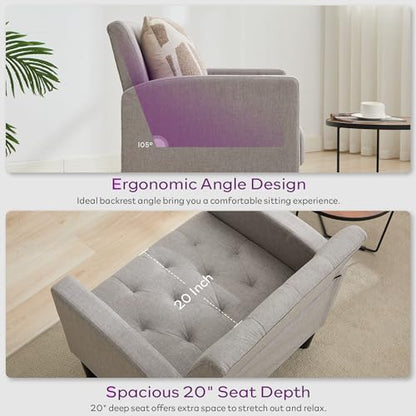 Tufted Accent Chairs Set of 2, Upholstered Armchairs for Living Room - color: Light Grey