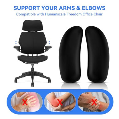 Arm Pads Replacement for Humanscale Freedom Office Chair | Only for Freedom Height Adjustable Arm Chair, Black, 1 Pair