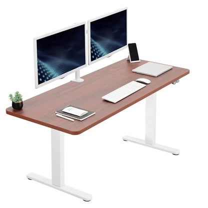VIVO Dark Walnut 60 x 24 in Standing Desk, DESK-KIT-W06D - color: Dark Walnut Top / White Frame, size: 60 x 24 inch