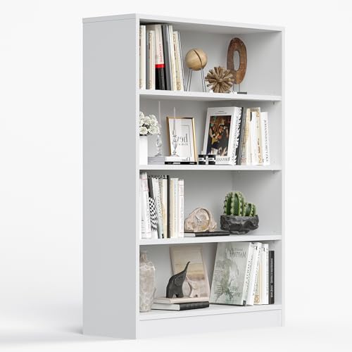 Farini 48 Inch Tall Bookcase,4 Shelf Bookshelves,Adjustable Bookshelf for Home Office,White - color: White, size: 4 shelf