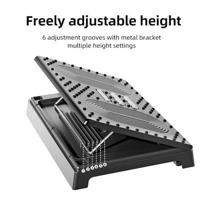 JOYZAN Foldable Foot Rest for Under Desk Footstool with Massage Roller | 6 Heights Adjustable Chair Footrest for Leg Rests Ergonomic Foots Stool for Office, Home, Black - color: Black