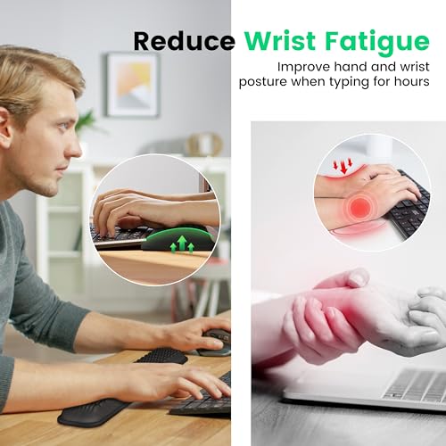 MEKASS Ergonomic Wrist Rest for Keyboard and Mouse, Soft Memory Foam Keyboard Wrist Rest Set with Non-Slip Silicone Base, Easy Typing, Pain Relief, Comfort for Office, Work, Gaming (White) - style: White