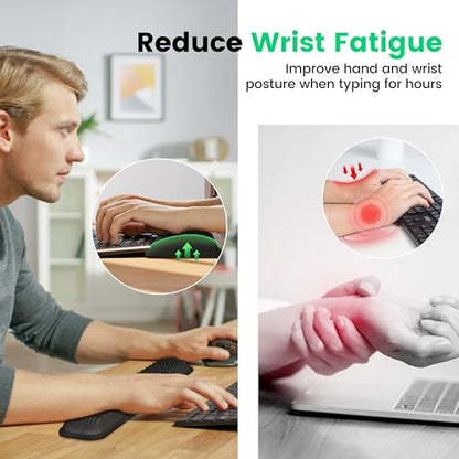 MEKASS Ergonomic Wrist Rest for Keyboard and Mouse, Soft Memory Foam Keyboard Wrist Rest Set with Non-Slip Silicone Base, Easy Typing, Pain Relief, Comfort for Office, Work, Gaming (White) - style: White