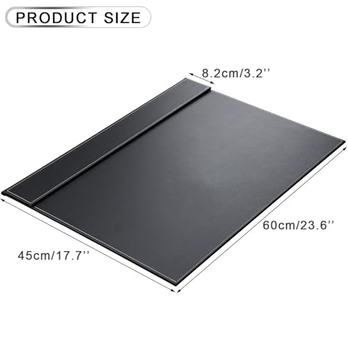 KINGFOM Ultra-Smooth PU Leather Desk Pad & Mat Office Desk Drawing & Writing Board A3/ A4 File Paper Clip Table Protector Mat on Top Large 24''x18'' (Black) - color: Black-a005