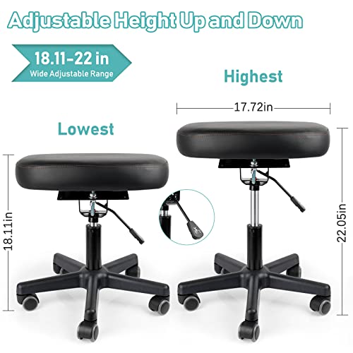 Lilithye Footrest Stool Under Desk Adjustable Height and Tilt Angle, Black | Footrest Ottoman Ergonomic Foot Stool with Wheels 360°Rolling for Home Office - color: New Black