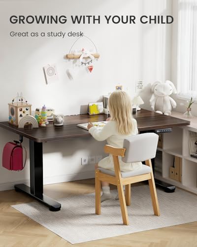 ErGear 40 X 24 Inch Low Height Electric Standing Desk for Kids, Deep Walnut - color: Walnut, size: 40 X 24 Inch
