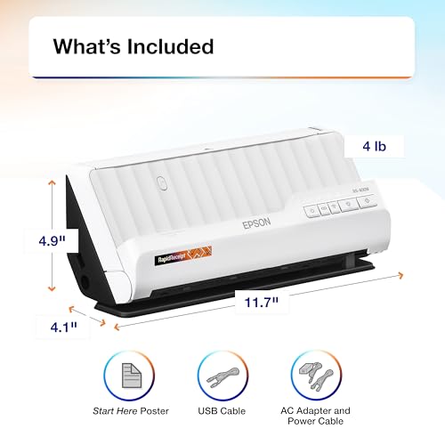 Epson RapidReceipt RR-400W Wireless Compact Desktop Color 2-Sided Receipt & Document Scanner with ScanSmart AI PRO Receipt Management & PDF Software & 20-Page Auto Document Feeder (Renewed)