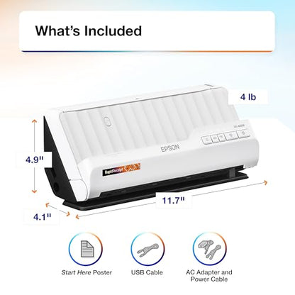 Epson RapidReceipt RR-400W Wireless Compact Desktop Color 2-Sided Receipt & Document Scanner with ScanSmart AI PRO Receipt Management & PDF Software & 20-Page Auto Document Feeder (Renewed)