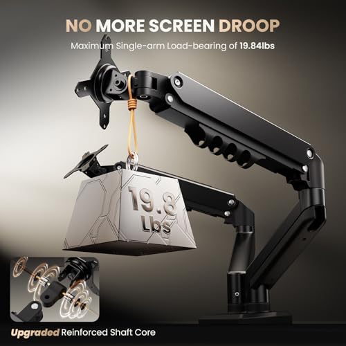 SIAGO Dual Monitor Stand, 15 to 32 Inch Monitor Arm, Adjustable Monitors Mount with C-Clamp and Grommet Installation, Made of Iron and Al, VESA Monitor Stand for Desk - Fits 4.4 to 19.8lbs Monitors - size: X-Large