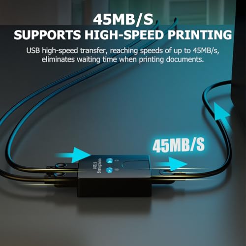 USB2.0 Print Sharer Adapter 2 in 1 Out 2-Port USB B Printer Sharer Switcher for Laptops,Desktop Computers,Printers etc