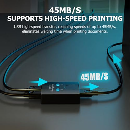 USB2.0 Print Sharer Adapter 2 in 1 Out 2-Port USB B Printer Sharer Switcher for Laptops,Desktop Computers,Printers etc