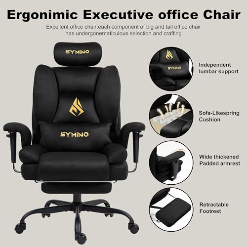 Symino Ergonomic Gaming Chair with Footrest & 155° Recline - color: Black