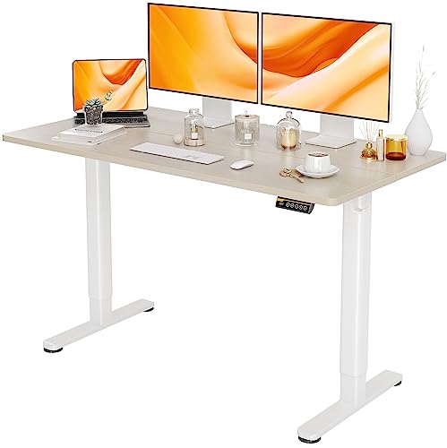 Claiks Electric Height Adjustable Standing Desk, 55x24 Inch, Nature | Smooth Height Adjustment, 3 Memory Presets, Cable Management Hub&Hook, Stable Steel Frame, 176lbs Capacity, Easy Assembly - color: Nature, size: 55