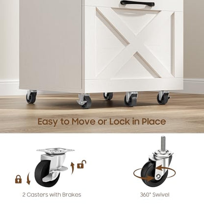 Halitaa Farmhouse 2 Drawer Small File Cabinet with Wheels, Rustic White - color: Rustic White, size: 2 Drawer