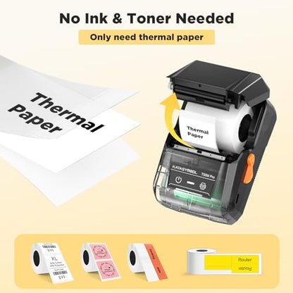 SUPVAN T50M Pro Bluetooth Label Maker Machine with Tape, Black | Wide Waterproof Label, High Image Quality, App with 30 Fonts and 660+ Icons, Inkless, for School, Home, Small Business