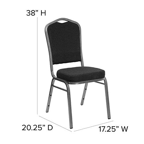 Flash Furniture Hercules Fabric Crown Back Stackable Banquet Chair, Silver | Silver Vein Frame, Fabric Upholstery - color: Black Dot Patterned Fabric/Silver Vein Frame, size: Set of 1