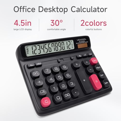 VEWINGL Office Desktop Calculator, 12-Digit Large HD LCD and Big Buttons