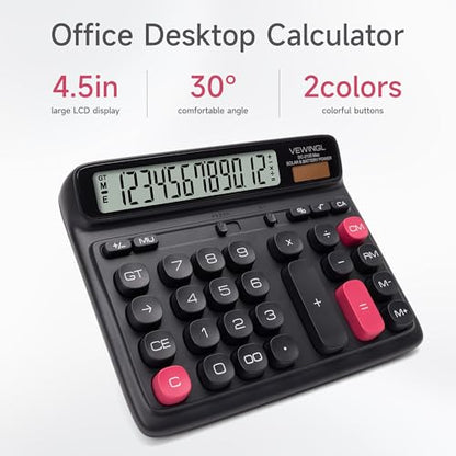 VEWINGL Office Desktop Calculator, 12-Digit Large HD LCD and Big Buttons