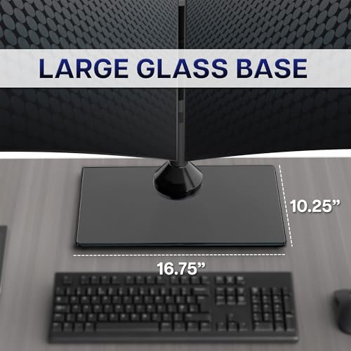 VIVO Freestanding Dual Monitor Stand with Sleek Glass Base and Adjustable Arms, Mounts 2 Screens up to 32 inch and 22 lbs Each, Black, STAND-V002FG - color: Black, size: 13" to 32" Screens