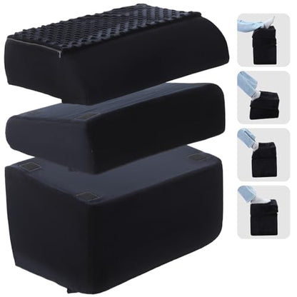 Novabright Foot Rest Under Desk, 3 Height Adjustable Ergonomic Foot Stool with Gel Textured Top and Cozy Pocket, Non-Slip Foam Footrest for Office Home Car(17" X 11" X 17",Cambered,Black) - color: Black, size: 17" X 11" X 17", style: Cambered