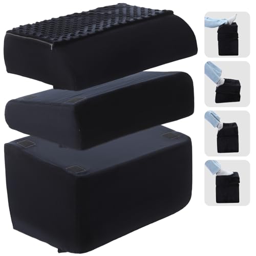 Novabright Foot Rest Under Desk, 3 Height Adjustable Ergonomic Foot Stool with Gel Textured Top and Cozy Pocket, Non-Slip Foam Footrest for Office Home Car(17" X 11" X 17",Cambered,Black) - color: Black, size: 17" X 11" X 17", style: Cambered