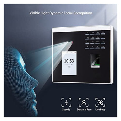 Time Clock, WiFi USB TCP/IP Dynamic Mask Face Facial Fingerprint Recognition Time Attendance Time Clock Door Access Control System for Business, Office(Xface100-id)