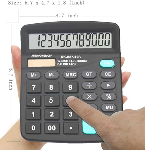 Calculators, BESTWYA Large Button Desk Calculator (Black, Pack of 5) | 12-Digit Dual Power Angled LCD Display Handheld Desktop Feature for Office, School, Home - color: Black, Pack of 5