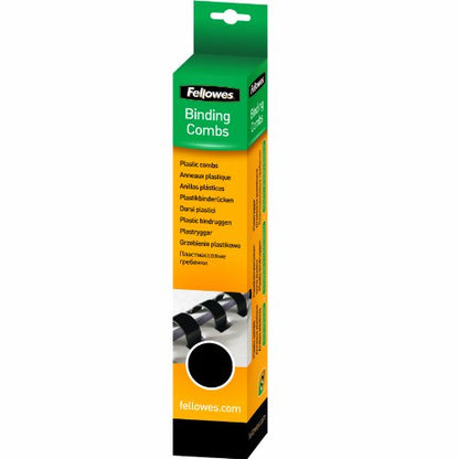 Fellowes A4 14 mm Plastic Binding Combs for Comb Binding Machine, Binds 81 to 100 Pages, Black, Pack of 100, 5346907 - color: Black, size: 14mm
