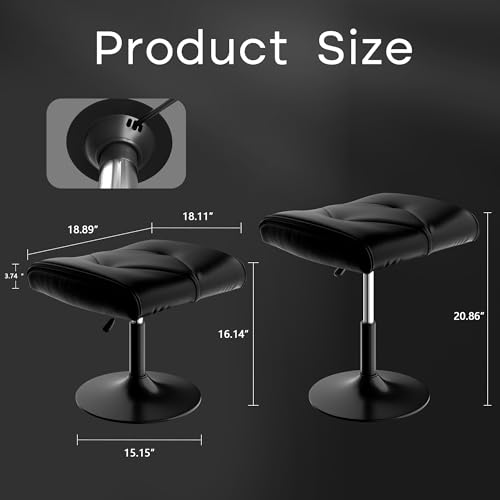 VECELO Foot Rest Under Desk Ottoman, PU Height Adjustable Footrest with Comfort Padding, Leg Rest for Desk for Relieving Leg Pain, Stiffness, and etc, Black - color: Black