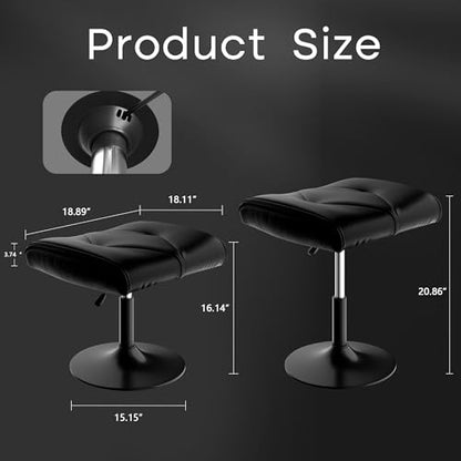 VECELO Foot Rest Under Desk Ottoman, PU Height Adjustable Footrest with Comfort Padding, Leg Rest for Desk for Relieving Leg Pain, Stiffness, and etc, Black - color: Black