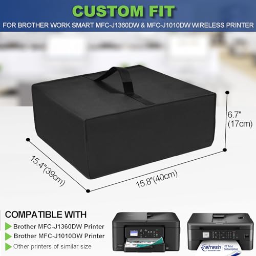 Printer Cover for Brother Work Smart MFC-J1360DW Printer(Black) | Cover for Brother MFC-J1360DW/MFC-J1010DW Printer, Heavy Duty Waterproof Dustproof Anti-static Printer Protective Cover Case - color: Black
